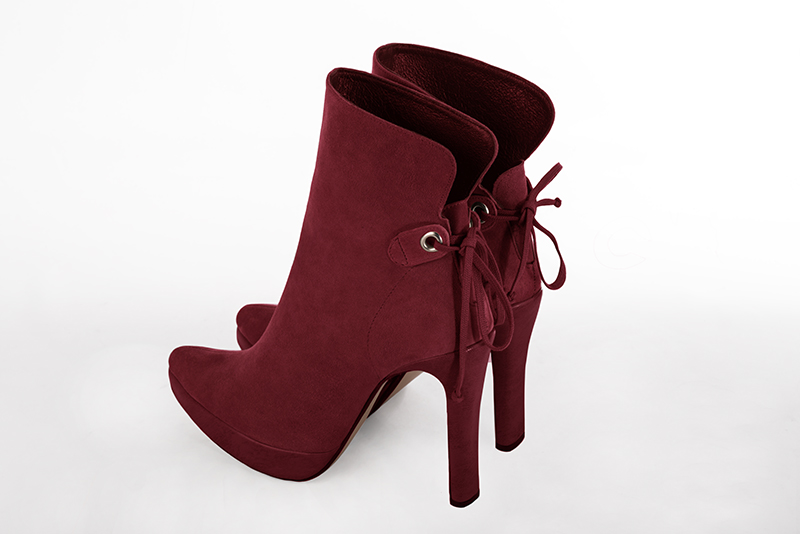 Boots habill es femme rouge bordeaux Bottines lacets l arri re